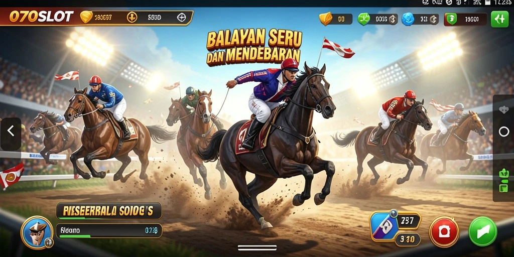 Screenshot utama 070SLOT menunjukkan aksi balapan yang mendebarkan.