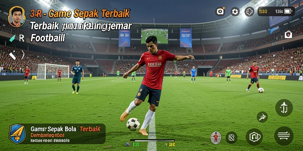 Gameplay 34R menampilkan aksi sepak bola yang seru dan dinamis.