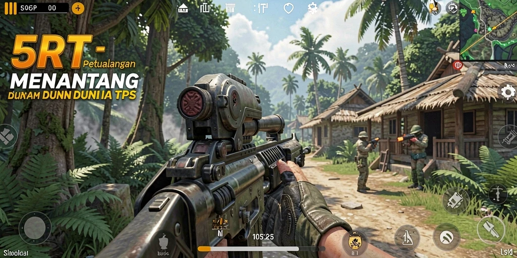 Screenshot menampilkan aksi multiplayer intens dalam game TPS.