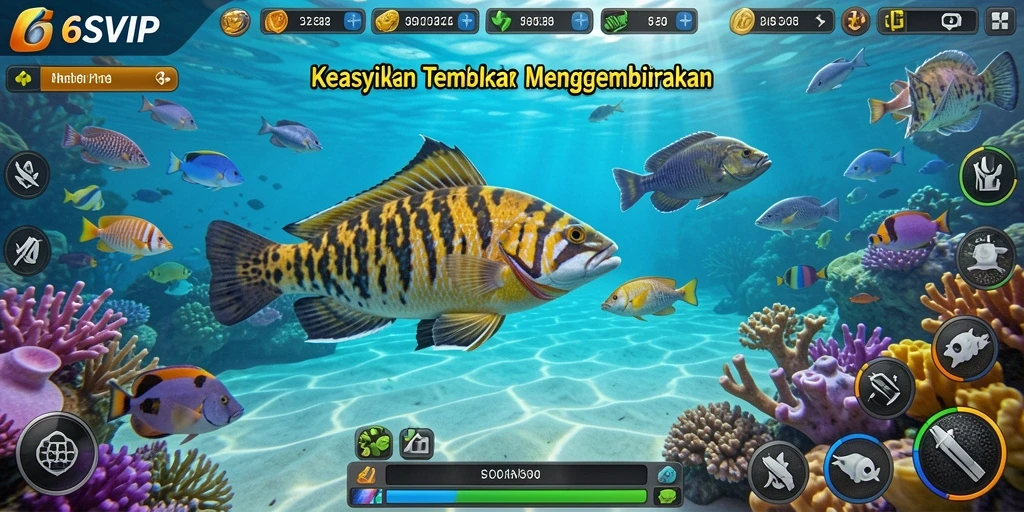 Gameplay seru Tembak Ikan di 6SVIP dengan ikan berwarna-warni.