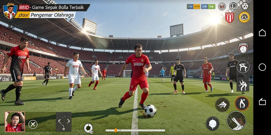 Screenshot gameplay 88ID menampilkan aksi menegangkan dalam pertandingan sepak bola.
