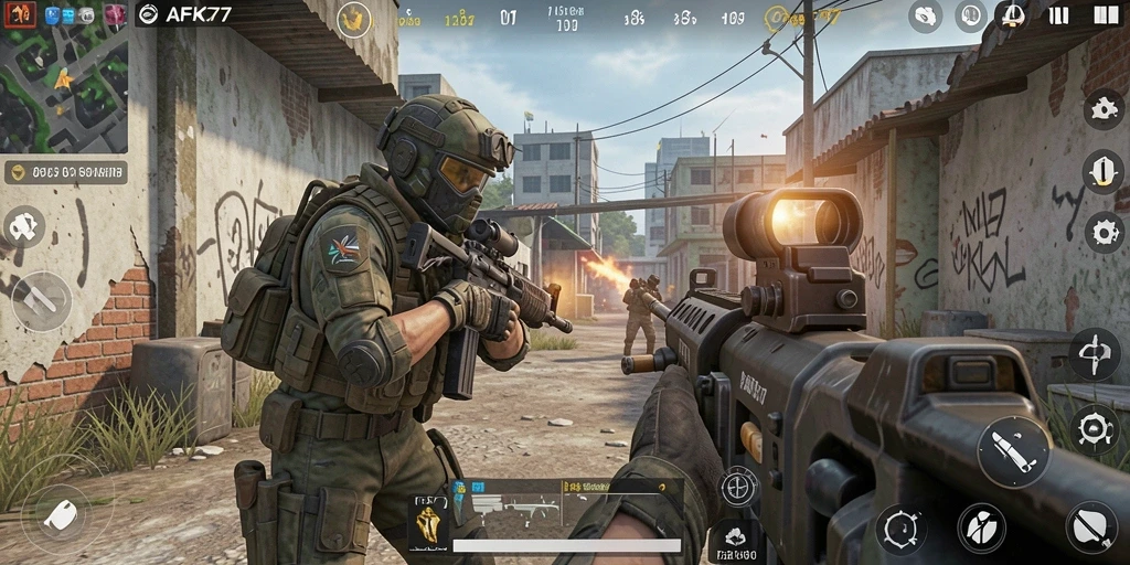 Tangkapan layar gameplay AFK77 yang menegangkan dan penuh aksi.