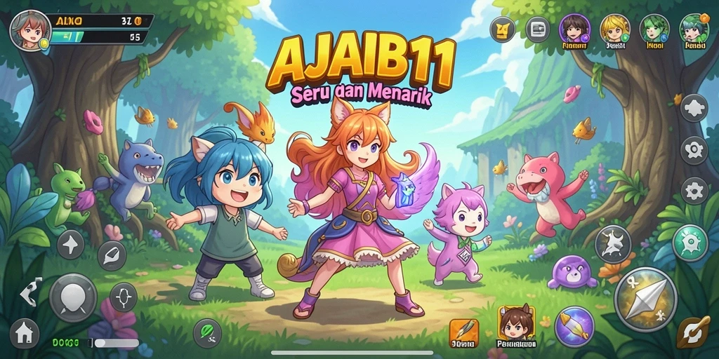 Gameplay AJAIB11 yang menampilkan karakter anime yang dinamis.