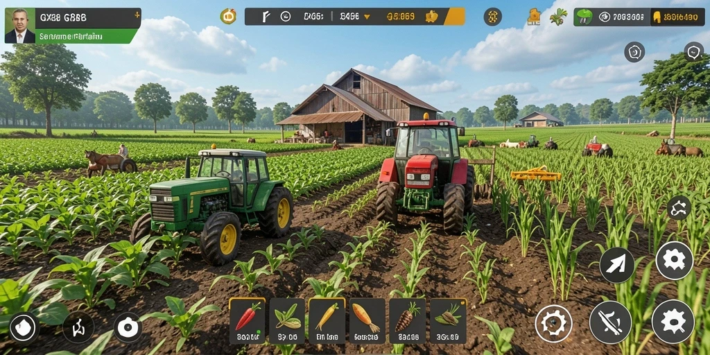 Tampilan screenshot GX88 menampilkan kegiatan bertani yang seru dan interaktif.