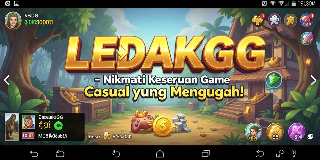 Tampilan utama LEDAKGG menampilkan aksi gameplay yang seru dan penuh warna.