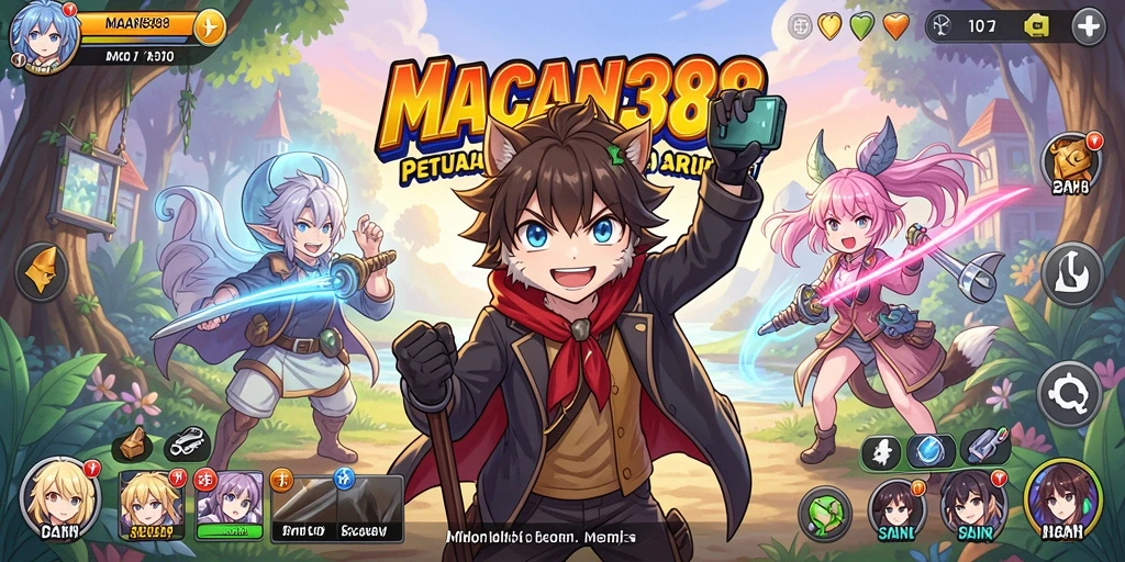 Tampilan permainan <strong>MACAN388</strong> yang penuh warna dan dinamis.