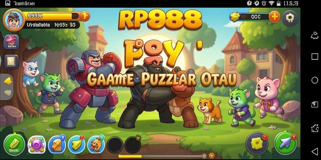 Screenshot gameplay RP888 menampilkan tantangan puzzle yang menarik dan penuh warna.