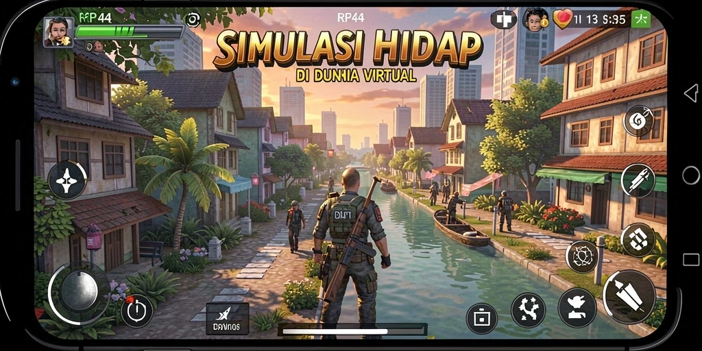 Tampilan gameplay yang menarik dari RR44 dengan kehidupan virtual yang dinamis.