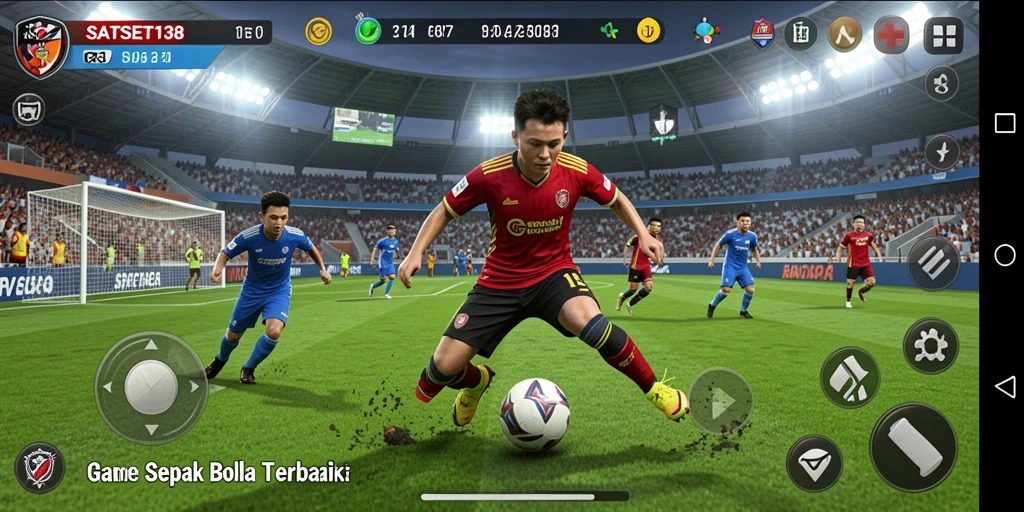 Tampilan menarik dari gameplay sepak bola yang mendebarkan.
