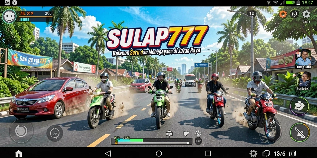 Screenshot gameplay SULAP777 menampilkan balapan intens di lintasan yang menantang.