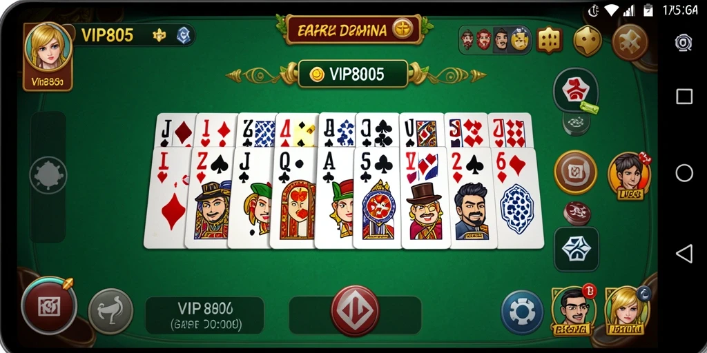 Tampilan screenshot VIP805 yang menunjukkan gameplay seru permainan Domino.