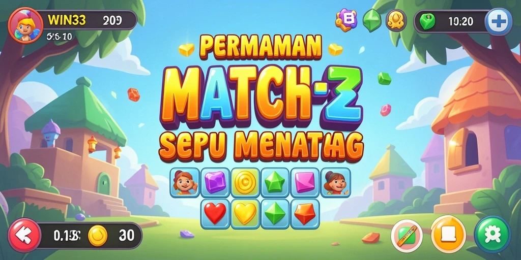 Tampilan gameplay Match-3 yang penuh warna dan menantang.